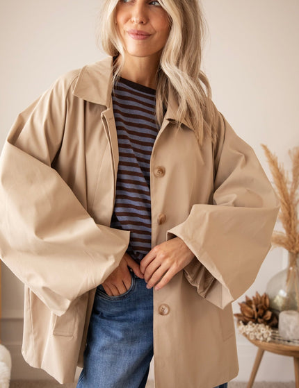 Tie The Trench Soft Taupe - Jacket - ellemilla