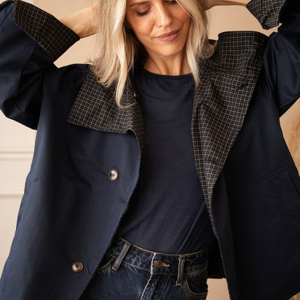 Twin Side Trench Dark Blue - Jacket - ellemilla