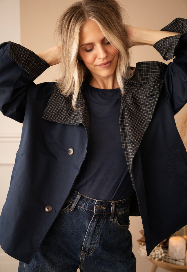 Twin Side Trench Dark Blue - Jacket - ellemilla