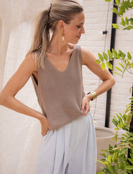 Twist Me Softly Taupe - Top - ellemilla