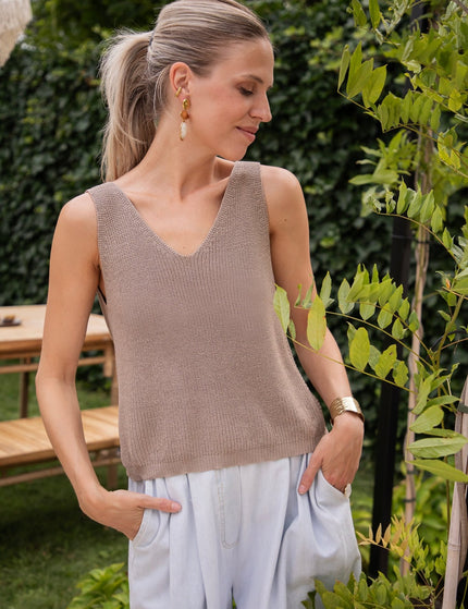 Twist Me Softly Taupe - Top - ellemilla