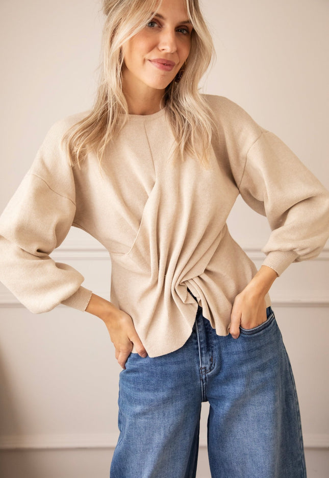 Twisted Story Beige - Sweater - ellemilla