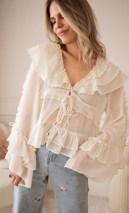Volantina Beige - Blouse - ellemilla