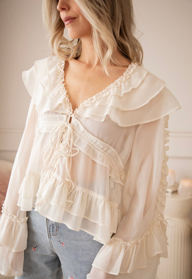 Volantina Beige - Blouse - ellemilla