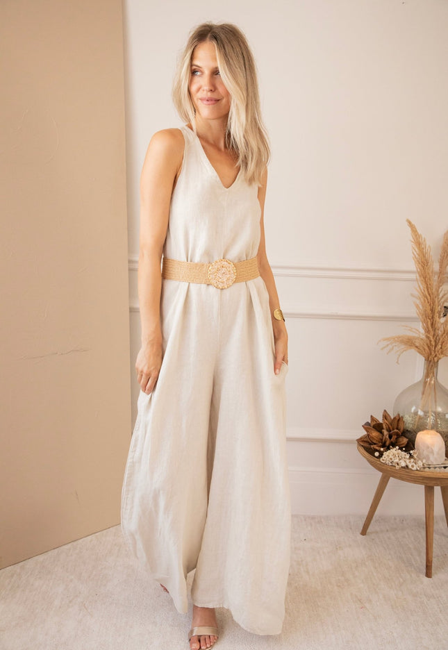 Wander Linen Beige - Jumpsuit - ellemilla
