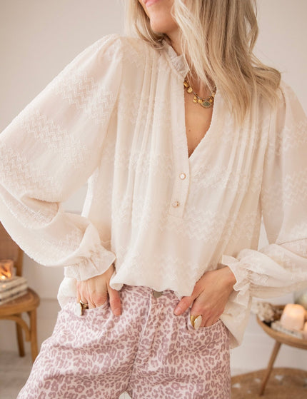 Whisper Waves Beige - Blouse - ellemilla