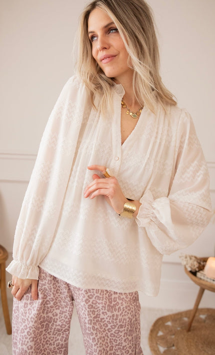 Whisper Waves Beige - Blouse - ellemilla