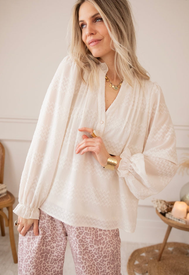 Whisper Waves Beige - Blouse - ellemilla