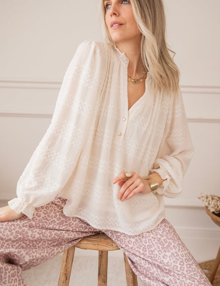 Whisper Waves Beige - Blouse - ellemilla