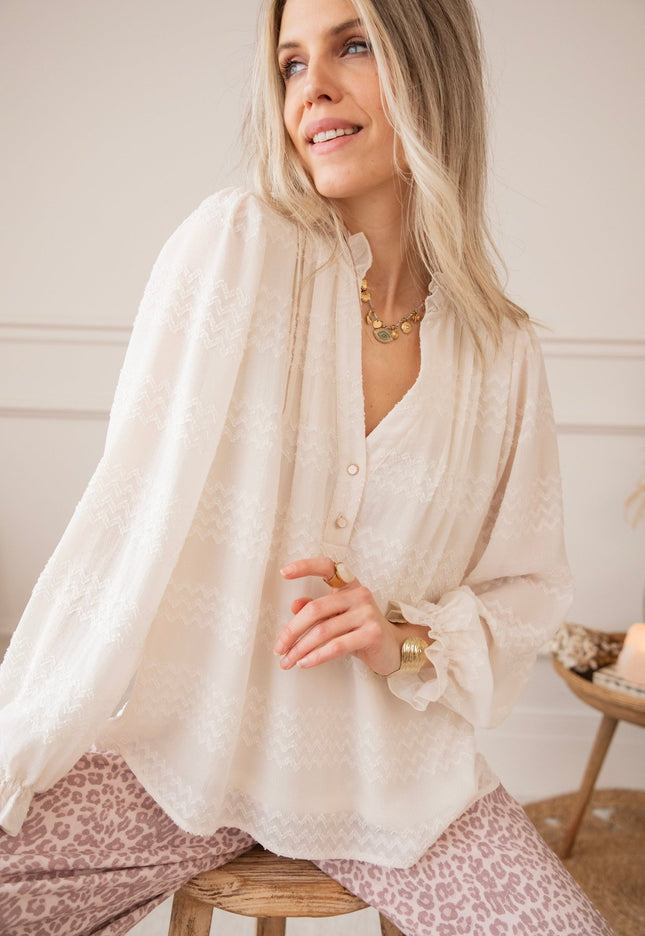 Whisper Waves Beige - Blouse - ellemilla