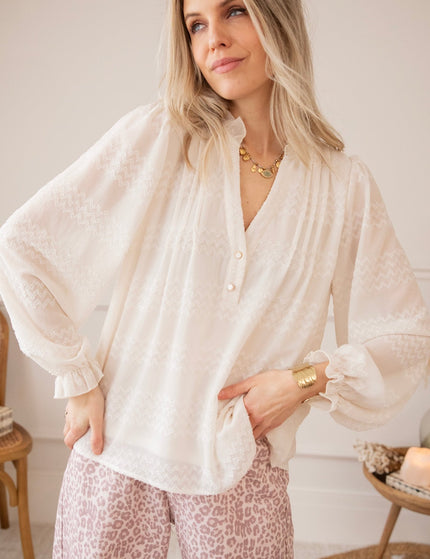Whisper Waves Beige - Blouse - ellemilla