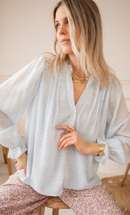 Whisper Waves Soft Blue - Blouse - ellemilla