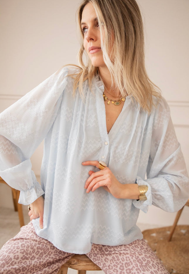 Whisper Waves Soft Blue - Blouse - ellemilla