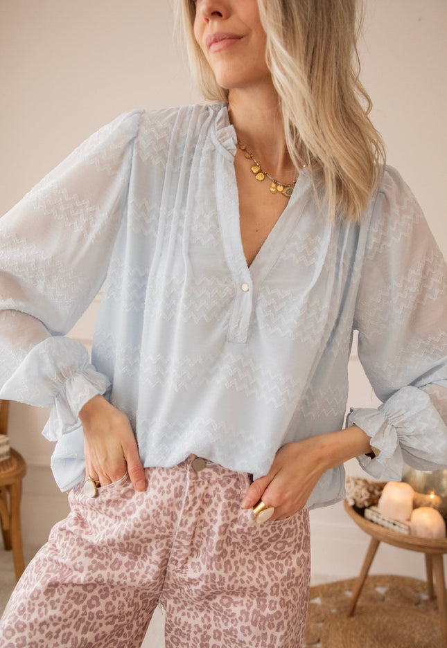 Whisper Waves Soft Blue - Blouse - ellemilla