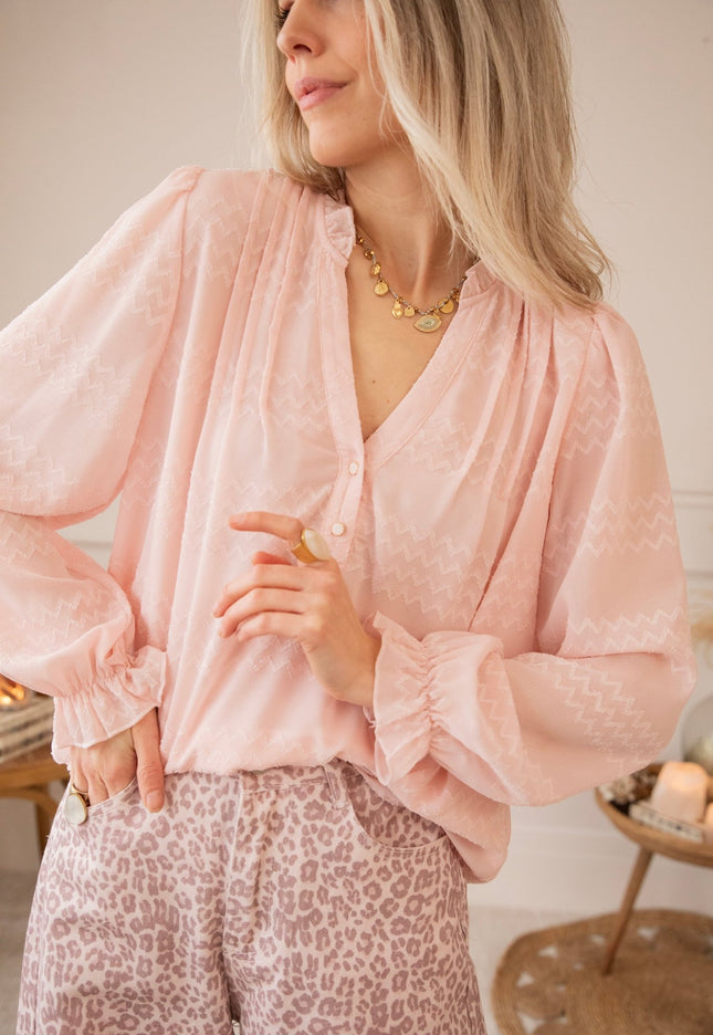 Whisper Waves Soft Pink - Blouse - ellemilla