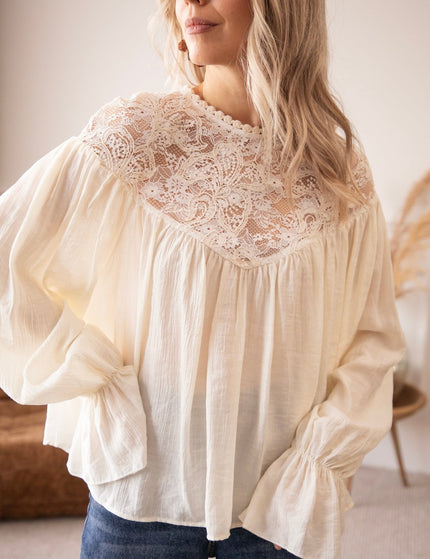 Whispers in Lace Beige - Blouse - ellemilla