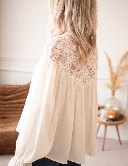 Whispers in Lace Beige - Blouse - ellemilla