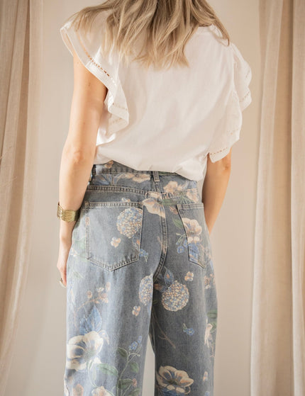 Wide Flower Blue - Jeans - ellemilla