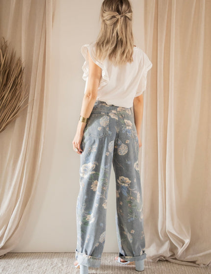 Wide Flower Blue - Jeans - ellemilla
