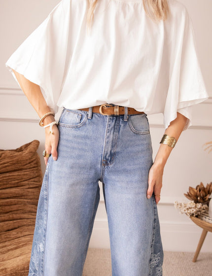 Wide Side Bloom Blue - Jeans - ellemilla