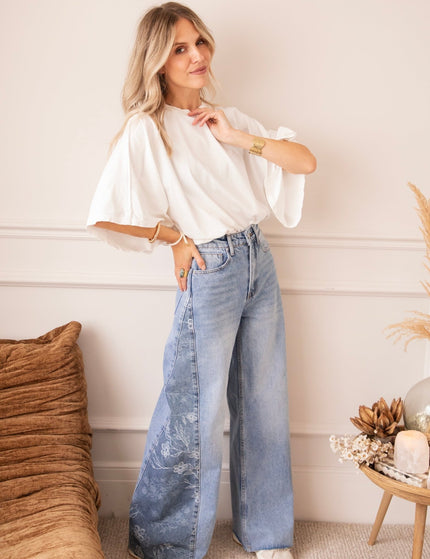 Wide Side Bloom Blue - Jeans - ellemilla