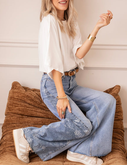 Wide Side Bloom Blue - Jeans - ellemilla