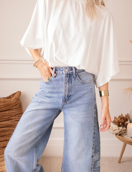 Wide Side Bloom Blue - Jeans - ellemilla