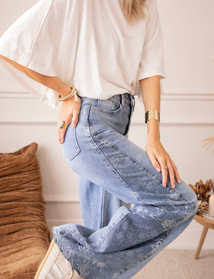 Wide Side Bloom Blue - Jeans - ellemilla