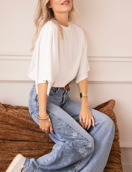 Wide Side Bloom Blue - Jeans - ellemilla