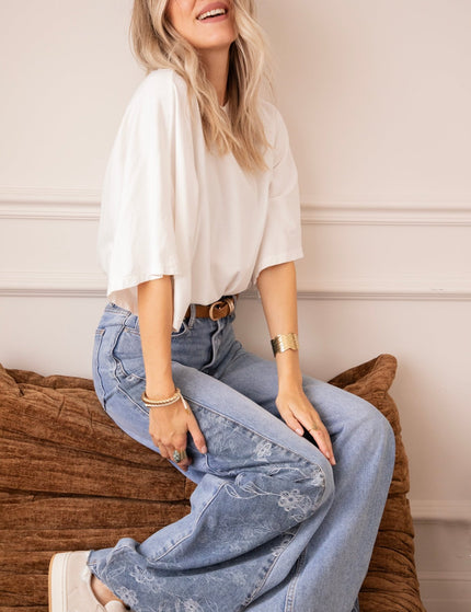 Wide Side Bloom Blue - Jeans - ellemilla