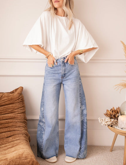 Wide Side Bloom Blue - Jeans - ellemilla