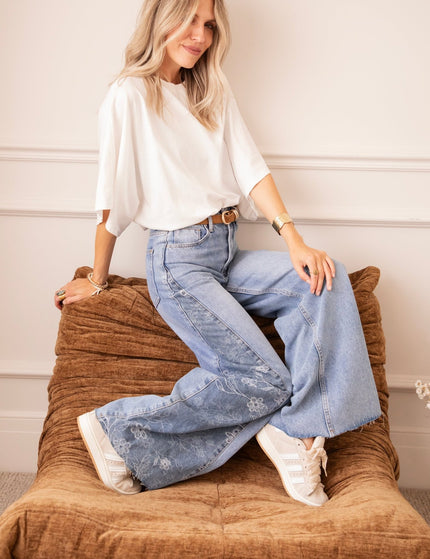 Wide Side Bloom Blue - Jeans - ellemilla