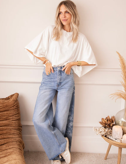 Wide Side Bloom Blue - Jeans - ellemilla