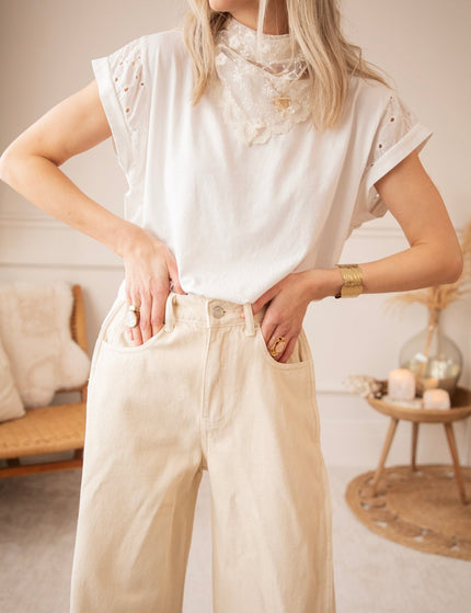 Wide Stitch Beige - Jeans - ellemilla