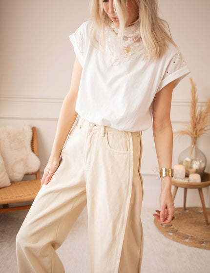 Wide Stitch Beige - Jeans - ellemilla