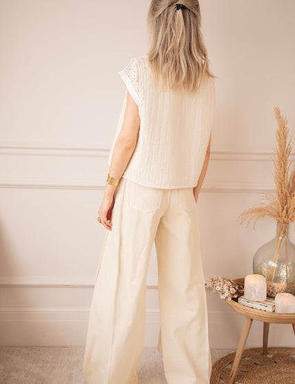 Wide Stitch Beige - Jeans - ellemilla