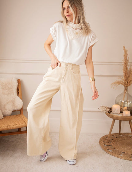 Wide Stitch Beige - Jeans - ellemilla