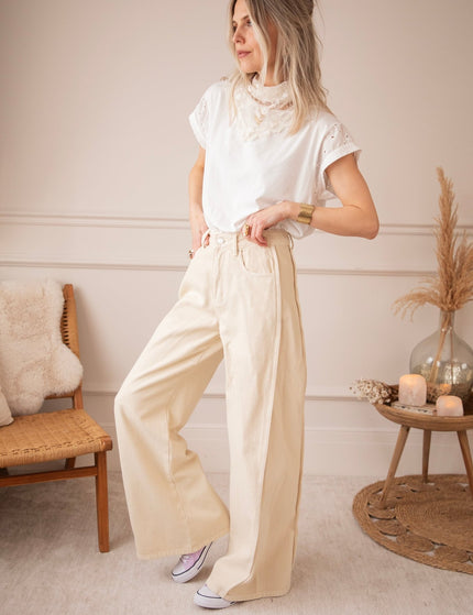 Wide Stitch Beige - Jeans - ellemilla