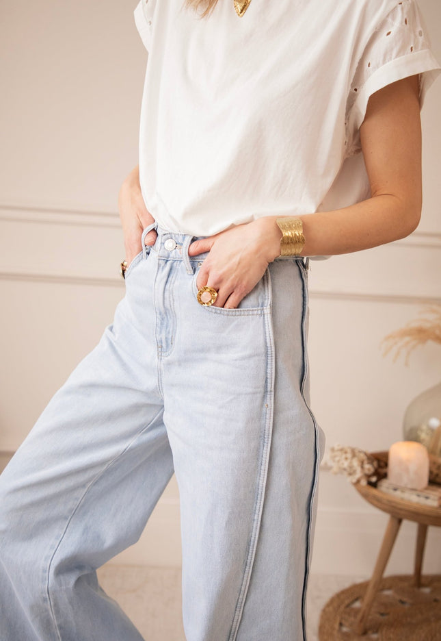 Wide Stitch Light Blue - Jeans - ellemilla