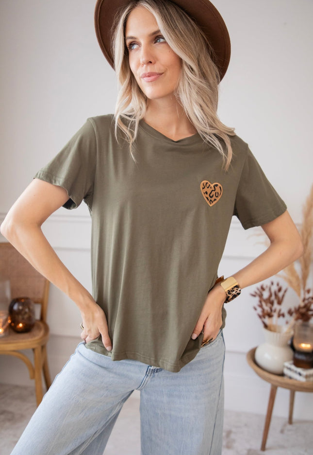 Wild Beating Heart Kaki - T-Shirt - ellemilla