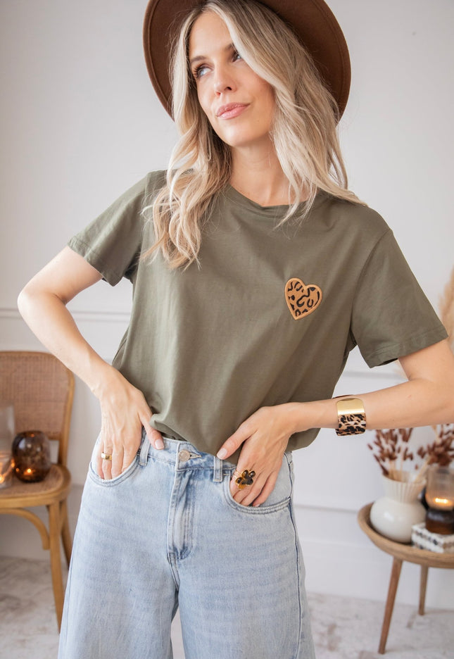 Wild Beating Heart Kaki - T-Shirt - ellemilla