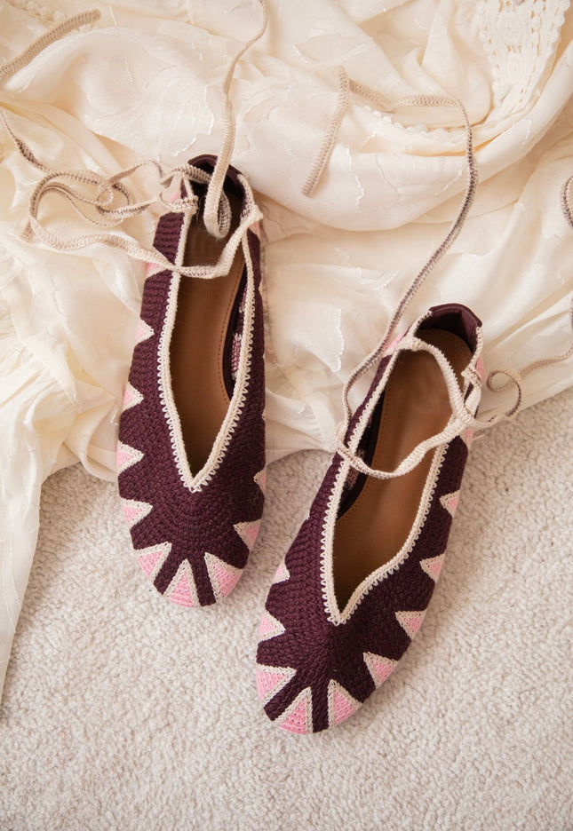 Woven Walks Pink/Burgundy - Flats - ellemilla