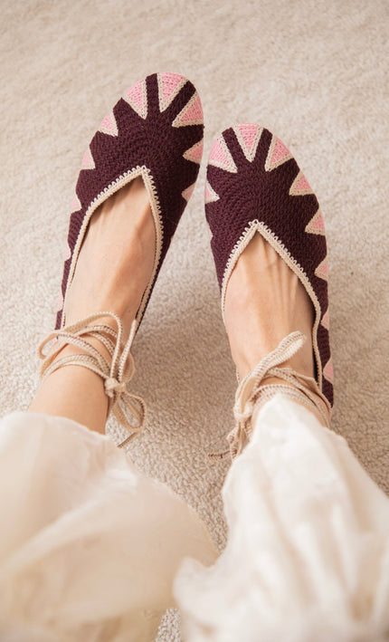 Woven Walks Pink/Burgundy - Flats - ellemilla